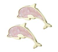 Fasheepfa Lot de 2 poignées d'armoire en alliage de zinc avec motif dauphin, leviers de porte de garde-robe, poignées colorées pour décoration de chambre d'enfant, cuisine, salon (rose)