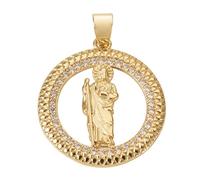 FASHEWELRY 1 breloque en oxyde de zirconium sur le thème de la relion pour la fabrication de bijoux, breloque plaquée or 18 carats Saint Jude en laiton avec anneau ouvert pour bracelet, collier