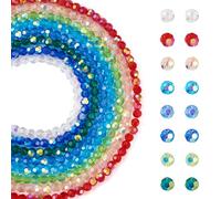 FASHEWELRY 760 pièces Perles en verre rondes à facettes de couleur arc-en-ciel - Perles en verre transparentes galvanoplastie pour bracelet de Noël, collier, création de bijoux