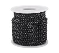 FASHEWELRY Chaîne torsadée en aluminium non soudée à maillons ovales avec bobine pour la fabrication de bijoux Noir 10 x 6,5 x 1 mm 5 m