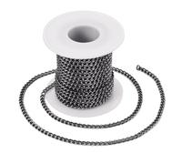FASHEWELRY Chaîne torsadée non soudée à maillons ovales en aluminium pour fabrication de bijoux et loisirs créatifs Noir 5 x 3,5 x 1 mm 10 m