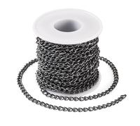 FASHEWELRY Chaîne torsadée non soudée en aluminium pour la fabrication de bijoux - Maille gourmette en aluminium - 7 x 5 x 1,5 mm - 10 m - Noir