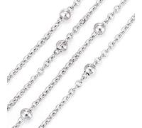 Fashewelry Chaînes satellites en acier inoxydable avec perles ovales plates pour la fabrication de bijoux - 10 m - 2,5 x 2 mm