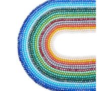 FASHEWELRY Lot de 1 870 perles en verre galvanisé plaqué couleur AB - 4 x 3 mm - Rondelles à facettes opaques en cristal pour fabrication de bracelets, boucles d'oreilles, colliers, bijoux