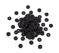 FASHEWELRY Lot de 100 perles rondes et plates en bois de noix de coco teintées de 12 mm pour la fabrication de bracelets, colliers, bijoux (noir)