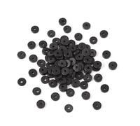 FASHEWELRY Lot de 100 perles rondes et plates en bois de noix de coco teintées de 9 mm pour la fabrication de bracelets, colliers, bijoux (noir)