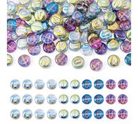 FASHEWELRY Lot de 100 perles rondes et plates en verre galvanisé avec lettres de l'alphabet A E I O U 10 mm pour la fabrication de bijoux