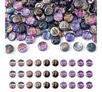 FASHEWELRY Lot de 100 perles voyelles en verre galvanisé plaqué UV de 10 mm, perles rondes et plates avec lettres de l'alphabet A E I O U pour la fabrication de bijoux