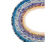 FASHEWELRY Lot de 1000 perles de verre électroplaquées en cube à facettes, fil de 4 mm, perles intermédiaires en cristal en vrac pour la création de bracelet, collier, bijoux