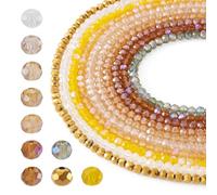 FASHEWELRY Lot de 1100 perles en verre galvanisé plaqué couleur AB - 4 x 3 mm - Thème de l'automne - Perles en cristal transparent pour fabrication de bracelets, boucles d'oreilles et bijoux