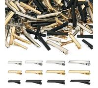FASHEWELRY Lot de 120 pinces à cheveux crocodile en fer pour nœuds, 3 couleurs, épingles à cheveux vierges pour la fabrication de nœuds, accessoires pour cheveux