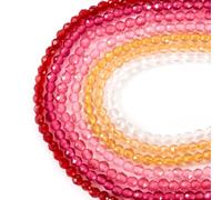 FASHEWELRY Lot de 1351 perles de rocaille en verre rose à facettes rondes de 2 mm en verre transparent en fil pour la Saint-Valentin, colliers, bracelets et fabrication de bijoux