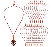 FASHEWELRY Lot de 15 cordons de collier en corde rouge pour homme vintage bohème cordon réglable en polyester ciré à double nœud 38 cm pour suspendre des pendentifs