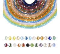 FASHEWELRY Lot de 2 perles en verre galvanisé plaqué AB 4 mm minuscules bicônes à facettes pour bijoux