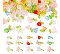FASHEWELRY Lot de 21 breloques en acrylique transparent en forme de fleur de lys - 7 couleurs - 28 mm - Pendentifs pour boucles d'oreilles, colliers, porte-clés, loisirs créatifs de printemps