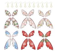 FASHEWELRY Lot de 24 breloques en forme d'ailes de Noël en vrac avec aile de papillon, flocon de neige, bonhomme de neige, ailes pendantes avec apprêts de bijoux pour la fabrication de bijoux