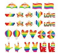 FASHEWELRY Lot de 26 pendentifs arc-en-ciel en alliage émaillé pour fabrication de bracelets, colliers, bijoux