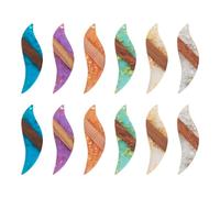 FASHEWELRY Pendentif en bois de résine en forme de larme colorée, rectangle, plat, rond, géométrique, pendentifs en bois pour boucles d'oreilles bohèmes, colliers, fabrication de bijoux, bois résine