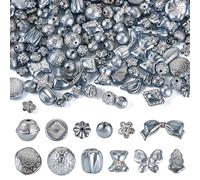 FASHEWELRY Perles acryliques nacrées de 100 g - Perles en cristal - Plusieurs styles - Pour fabrication de bracelets, colliers, boucles d'oreilles, cordon, bijoux, loisirs créatifs (bleu acier clair)