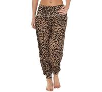 FASHION 7STAR Alibaba Pantalon long pour femme avec revers à la cheville, Motif léopard Marron, 52-54