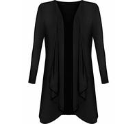FASHION 7STAR Cardigan cascade à manches longues et ourlet irrégulier pour femme Grande taille - Noir - 52/54/grande taille