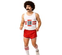 FASHION 7STAR Déguisement 118 pour homme et femme - Tenue de marathon 6 pièces avec gilet, short à rayures, perruque, Tash, bracelets et chaussettes - Semaine du livre ou Halloween