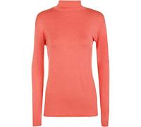 FASHION 7STAR Haut à col roulé stretch à manches longues pour femme Uni, corail, 40-42
