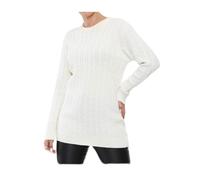 FASHION 7STAR Pull à col rond en tricot torsadé pour femme - Manches longues - Pour l'hiver, crème, 44/46