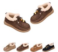 Fashion Beaded Lace Up Comfort Round Toe,Women's Suede Fur Lined Flat Loafers with Lace,Warm Cotton Shoes Women's Suede Platform Loafers,Women Lined Slip-on Shoes (Coffee,36)