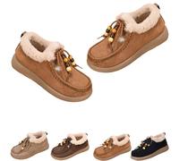 Fashion Beaded Lace Up Comfort Round Toe,Women's Suede Fur Lined Flat Loafers with Lace,Warm Cotton Shoes Women's Suede Platform Loafers,Women Lined Slip-on Shoes (Brown,40)