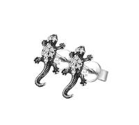 Fashion Black Men's Inslumed Cubic Zirconia Lizard Lézard Boucles d'oreilles - Uniques Dark Style, Design gothique à la mode, 925 bijoux pour oreilles percées