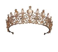 Fashion Champagne Gold Color Couronnes Accessoires de cheveux de mariage Luxury Queen Princess Tiara Diadems Femmes Hair Jewelry Bride Party Suit (Couleur: Champagne Gold-01)