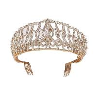 Fashion Champagne Gold Color Couronnes Accessoires de cheveux de mariage Luxury Queen Princess Tiara Diadems Femmes Hair Jewelry Bride Party Suit (Couleur: Champagne Gold-06)