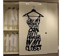 Fashion Clothing Store Sticker mural en vinyle avec citation Love My Money pour chambre de fille Décoration d'intérieur 57 x 124 cm