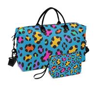 Fashion Color Leopard Bleu Décoratif Weekender Sac Gym Sport Carry avec Sangle Réglable pour Entraînement Pliable Bolso de Mano para viajar en Avion