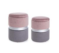 Fashion Commerce KONTE.Design Lot de 2 Pouf de Rangement Polina en Velours Rose Gris