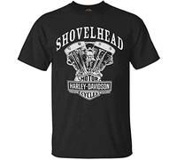 Fashion Davidson Men s T Shirt Shovelhead Engine Short Sleeve Black Men T-Shirt 100% Cotton Sleeve Shirt Black