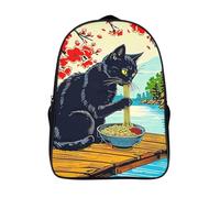 fashion décontracté voyage sac à dos manger des nouilles sacs d'école 2 compartiment chat noir pour élève d'école 3d imprimé sac à dos d'école-16,filles garçons pour les voyages les affaires