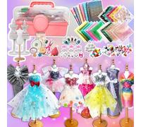 Fashion Designer Enfant, 900+Pcs Trousse Création Mode pour Filles, Design Mode Kit, Activité Manuelle Cadeau 8 9 10 11 12 Ans avec Mannequins Carnet Croquis Créatifs Manuelle Couture Activités