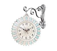 Fashion Double Sided Hanging Clock, Metal 3D Rotating Wall Clocks Silent Wall Hanging Decorative Watch Wall-Mounted Bracket Clocks Home Decor