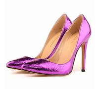 Fashion Elegant Work Femmes Pumps Spring Automne Pointed Toe Slip on Stilettos High Heels Big Size Crocodile Match Shoes-Women Chaussures, 35