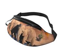 Fashion Elephants Art Sac banane et sac de poitrine réglable pour homme et femme Fermeture éclair sécurisée Léger et compact Parfait pour les voyages, le sport, la randonnée, l'extérieur, Motifs 3D,