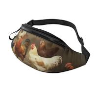 Fashion Farm Chickens Sac banane et poitrine réglable pour homme et femme Fermeture éclair sécurisée Léger et compact Parfait pour les voyages, le sport, la randonnée, l'extérieur, Motifs 3D, Taille