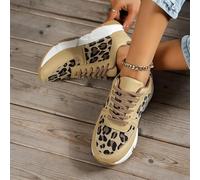 Fashion Fashion Léopard Patterne Sneakers Casual Slip on Low Top Lace-Up Flat Round Toe Chaussures Platform Not Slip Platform Walking Chaussures (Couleur: Léopard Print, Taille: 5 UK)