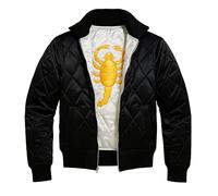 Fashion_First Embroide Blouson bomber en satin matelassé pour homme Blanc, Noir et blanc réversible, M