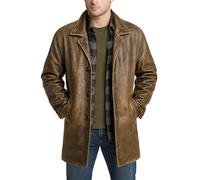 Fashion_First Manteau pour homme en cuir véritable de longueur 3/4 - Manteau en cuir vintage pour homme - Veste de style Blazer longue pour voiture - Costumes de cosplay, marron vintage, 3XL