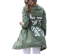 Fashion_First Melania Trump Trench long à capuche pour femme I Really Don't Care Do U Vert olive, Vert, 44
