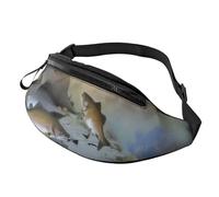 Fashion Fishing Lake Fishermen Sac banane et poitrine réglable pour homme et femme Fermeture éclair sécurisée Léger et compact Parfait pour les voyages, le sport, la randonnée, l'extérieur, Motifs 3D,