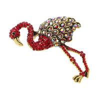 Fashion Flamingo Brooch Pin Women Crystal Alloy Red Elegant Clip-on Accessory for Daily Wear