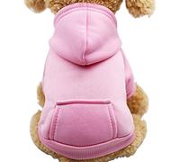 Fashion Focus On New Winter Sweat à capuche avec poches en coton chaud pour chiens de petite taille Chihuahua, vêtements pour chiots et chats (rose, taille L)